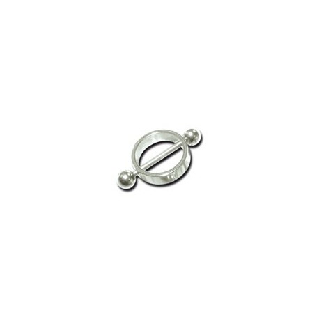 Bijoux téton motif anneau et boules- barre 1,6 mm acier NS