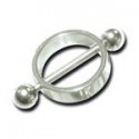 Bijou téton motif anneau, embouts boules- barre 1,6 mm acier NS