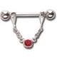 Bijoux téton motif pendant avec brillant - barre 1,6 mm acier 316L SNS 24
