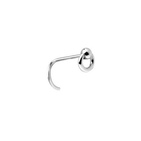 Bijou piercing nez plat motif anneau avec boule tige tire-bouchon acier 316L DSNO 01 D