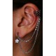 Bijou bague oreille avec chaine acier 316L motif étoile en brillant TIPT 07