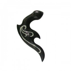 Elargisseur forme tribal oreille corne noir gros diamètre IHT 2 BK