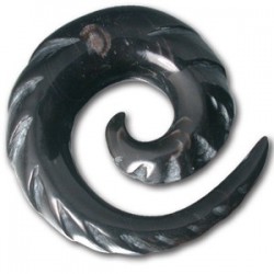 Elargisseur forme spirale tribal oreille corne noir gros diamètre ISP 4