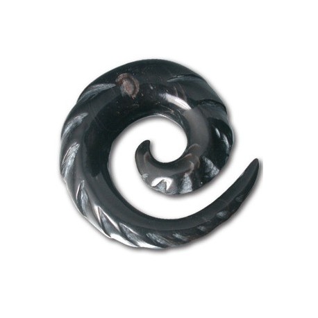 Elargisseur forme spirale tribal oreille corne noir gros diamètre ISP 4