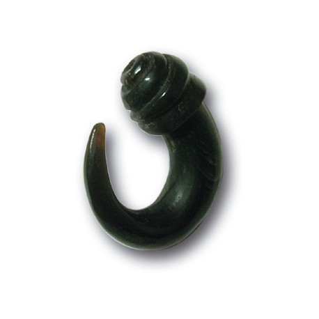 Elargisseur forme spirale tribal oreille corne noir gros diamètre ICC
