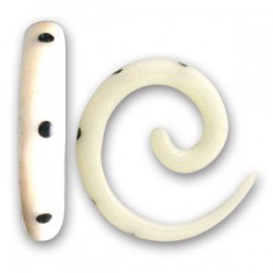 Elargisseur forme spirale avec point noir oreille os blanc gros diamètre ISP 2 WH