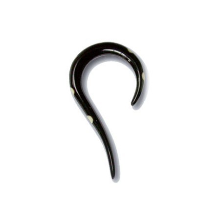 Elargisseur recourbé avec point blanc pour oreille corne noir gros diamètre IHO 2 BK