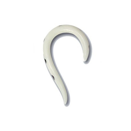 Elargisseur recourbé avec point noir pour oreille os blanc gros diamètre IHO 2 WH