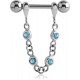Bijou téton motif pendant avec brillant - barre 1,6 mm acier 316L SNS 13