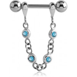 Bijou téton motif pendant avec brillant - barre 1,6 mm acier 316L SNS 13