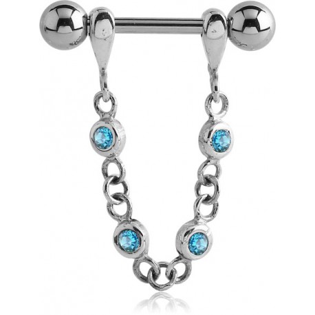 Bijou téton motif pendant avec brillant - barre 1,6 mm acier 316L SNS 13