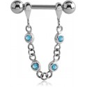 Bijou téton motif pendant avec brillant - barre 1,6 mm acier 316L SNS 13