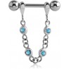 Bijoux téton motif pendant avec brillant - barre 1,6 mm acier 316L SNS 13