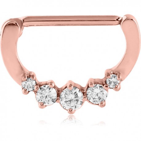 Bijou téton avec 5 strass blanc différent - barre 1,6 mm acier doré or rose ORSNC 03 Bijou téton avec 5 strass blanc différent - barre 1,6 mm acier doré or rose ORSNC 03