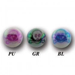 Boule acrylique dessin tête de mort / crâne, à visser 1,6 mm UPD 44