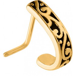Bijou piercing nez demi anneau motif celtique tige pliée acier doré or fin GPNON 02