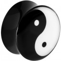 Plug avec motif yin et yang acrylique gros diamètre PLFPL090