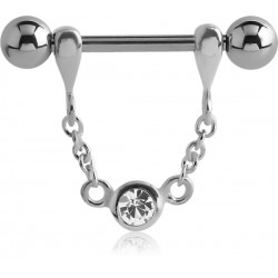 Bijou téton motif pendant avec brillant - barre 1,6 mm acier 316L SNS 24