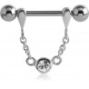 Bijoux téton motif pendant avec brillant - barre 1,6 mm acier 316L SNS 24