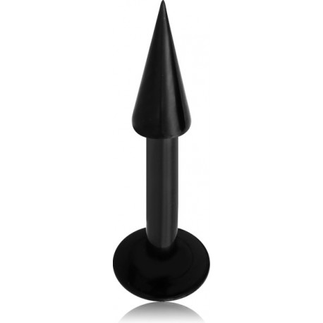 Bijou labret 1,6 mm acier noir avec long pic à visser BKLBLC