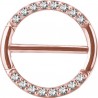 Bijou téton avec contour anneau 16 strass- barre 1,6 mm acier or rose ORSNC 16