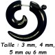Faux écarteur spirale noir pour l'oreille acier 316L FUCL 27 BK