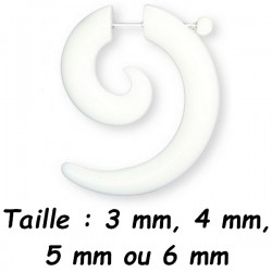 Faux écarteur spirale blanc pour l'oreille acier 316L FUCL 27 WH
