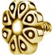 Embout motif fleur acier doré or fin pour barre 1,2 mm avec pas de vis interne 0,8 mm GPIA06
