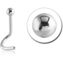 Bijou piercing nez boule tige tire-bouchon acier 316L NO