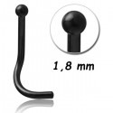 Bijou piercing nez boule tige tire-bouchon acier noir BKCNO