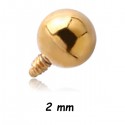 Boule acier doré or fin, pour barre 1,2 mm avec pas de vis interne 0,8 mm GPINMB