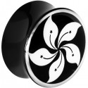 Plug avec motif fleur acrylique gros diamètre PLFPL082