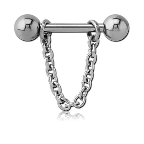 Bijou téton pendant chaine - barre 1,6 mm acier 316L SNS 90