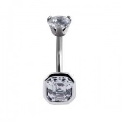 Bijou nombril avec 2 strass blanc de Swarovski BBZD 02