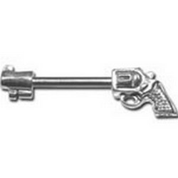 Bijou téton motif pistolet - barre 1,6 mm acier SNS 52