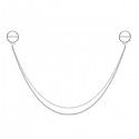 Bijou double pour tétons avec contour anneau et chaines - barre 1,6 mm acier 316L SNC 18