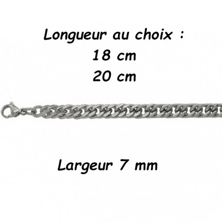 Bracelet chaine acier maillons serrés gourmette 7 mm DB 1874