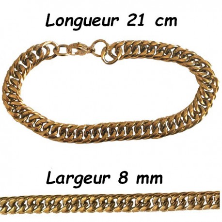 BRACELET CHAINE GOURMETTE HOMME 21cm ACIER INOXYDABLE anti-allergique FERMOIR