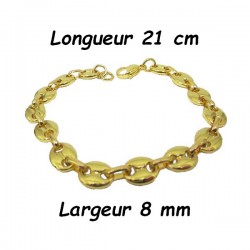 Bracelet acier doré grain de café 8 mm H08D
