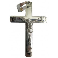 Pendentif croix superposée avec Christ GM acier HPD08A