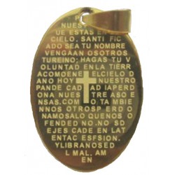 Pendentif médaille prière psaume Padre Nuestro acier doré HPD110D