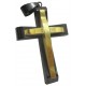 Pendentif croix superposées noir et doré acier HPD113