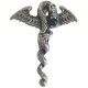 Pendentif dragon avec ailes et strass noir acier HPD46