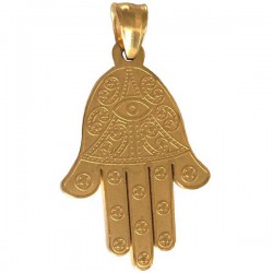 Pendentif talisman main de fatma avec oeil acier doré PDT017