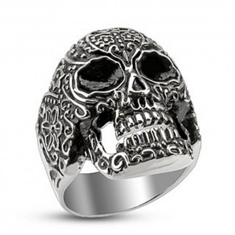 Bague crâne mexicain acier M2355