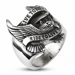 Bague biker aigle live to ride ride to live acier R11894