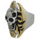 Bague crâne avec flamme tribale GM acier et acier doré DB1689