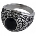 Bague américaine chevalière brillant noir sigle air force acier DB1325-BK