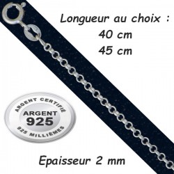 Chaine argent 925 maillons rolo jaseron 2 mm CH 98