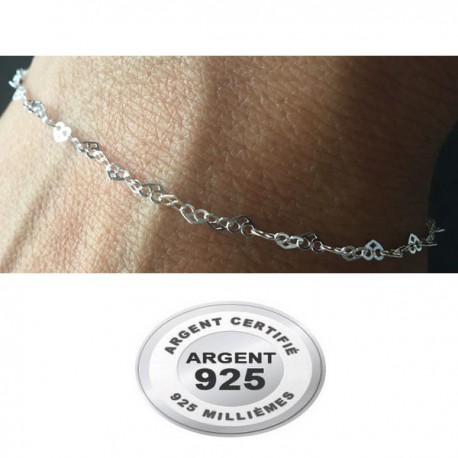 Chaine cheville argent 925 coeurs filigrane 2,5 mm CV 67